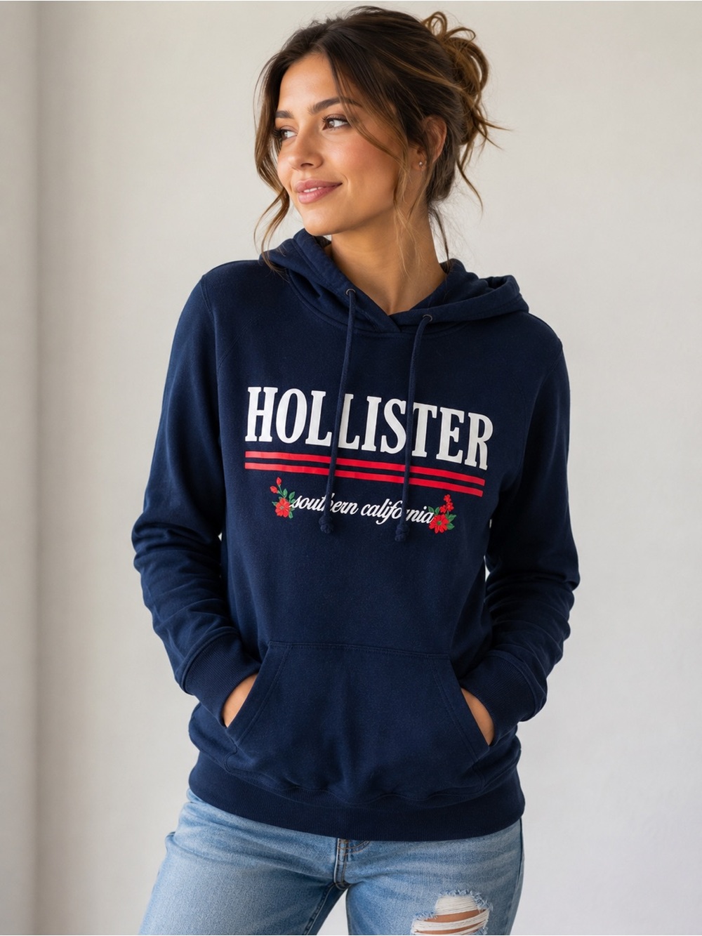 Hollister Dark Blue Hoodie‎ with Logo